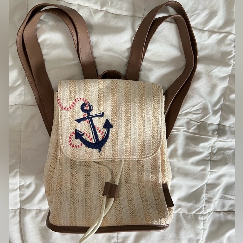 Vera Bradley Beige and Brown Striped Backpack